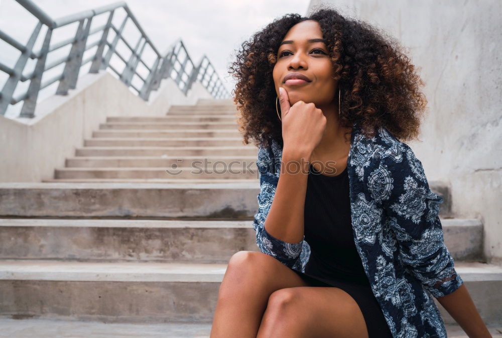 Similar – Gorgeous black woman in dress on street