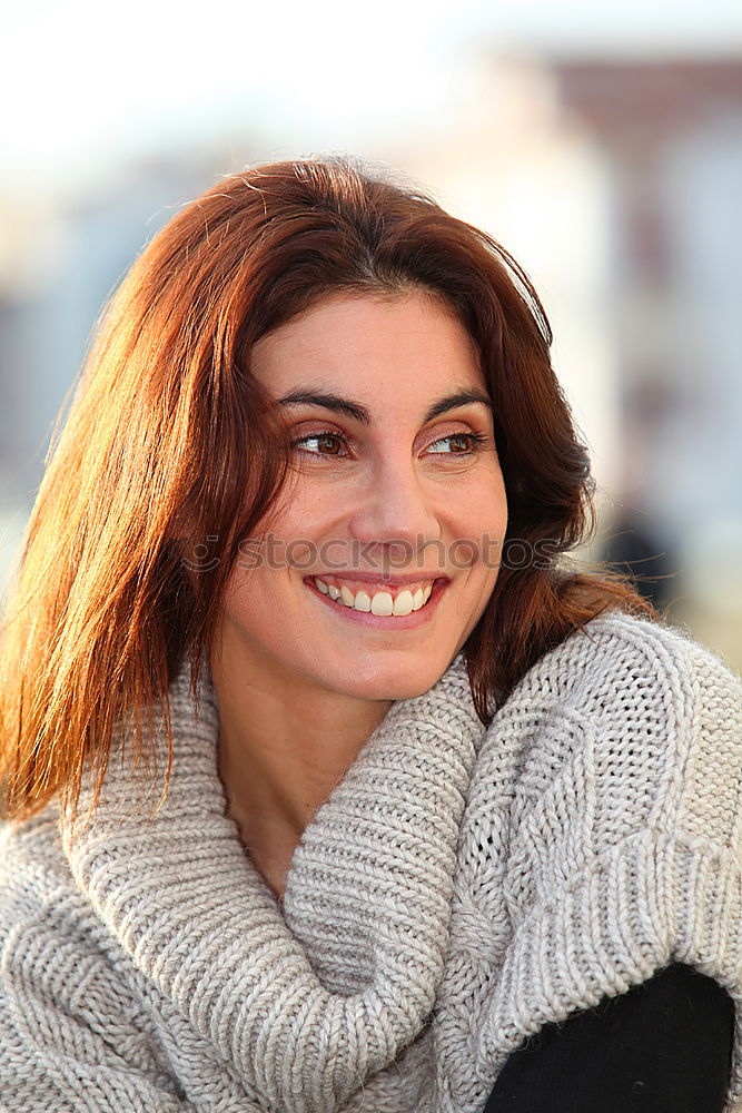 Similar – Young woman smiling in urban background