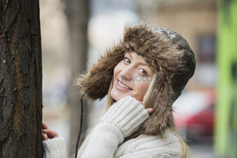 Similar – Image, Stock Photo Beautiful girl with wool hat at winter