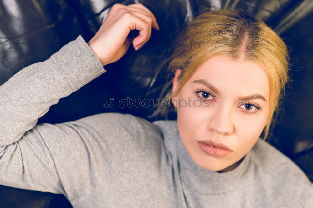 Similar – Image, Stock Photo Blonde woman using her mobile phone