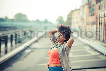 Similar – Image, Stock Photo Black woman listening to the music with headphones