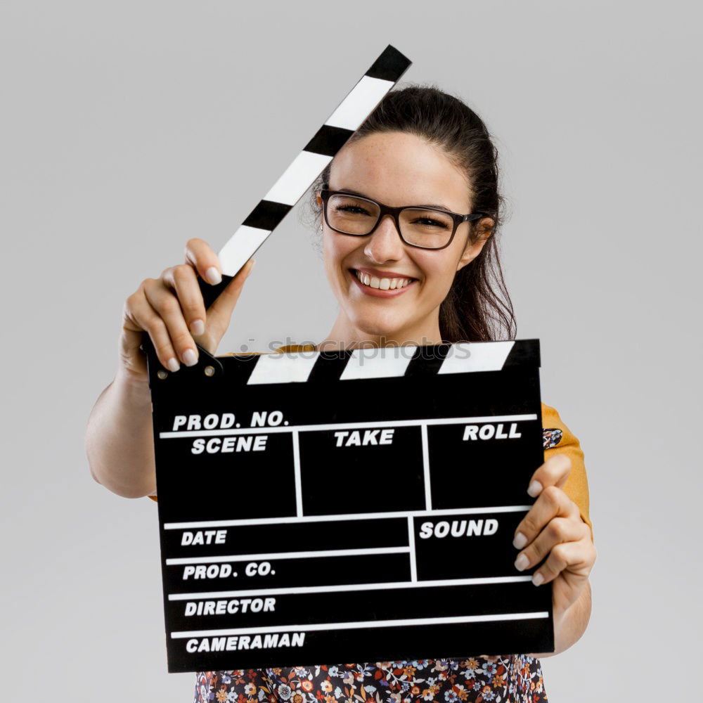 Similar – Image, Stock Photo Woman holding speech bubble “live sharing”