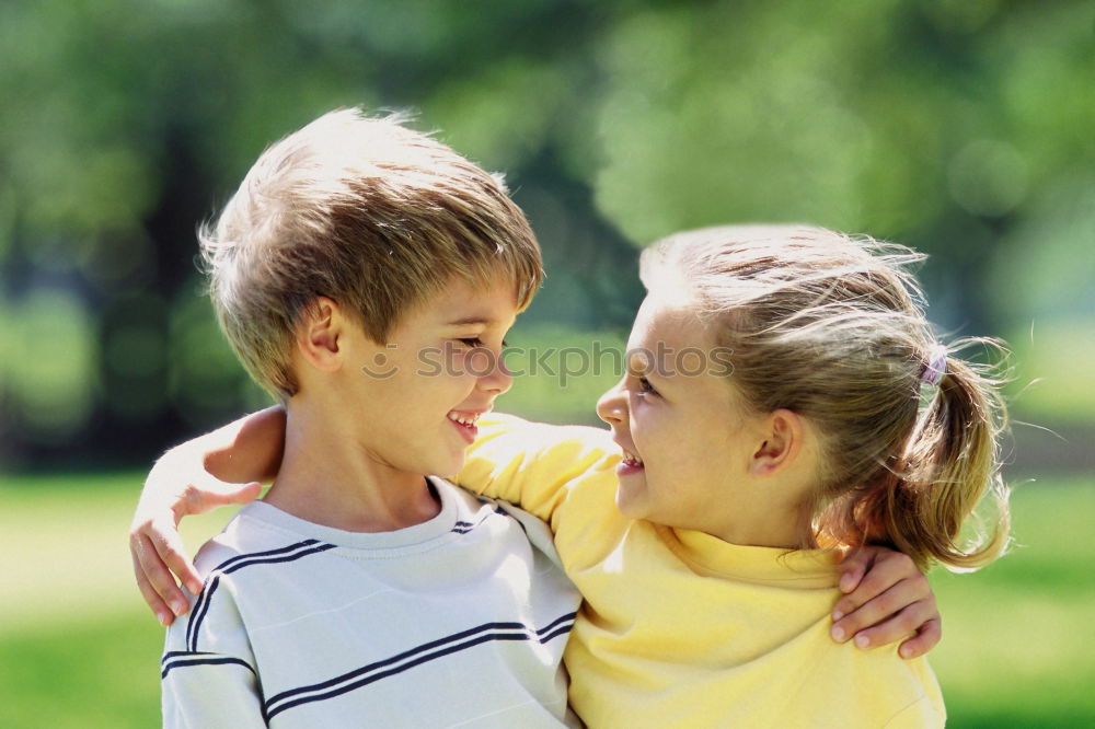 Similar – A happy brother and sister, the sister on the shoulders of the brother