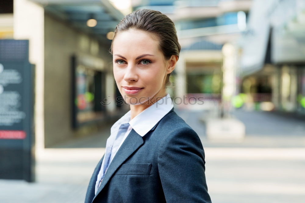 Similar – Image, Stock Photo Woman on escalator