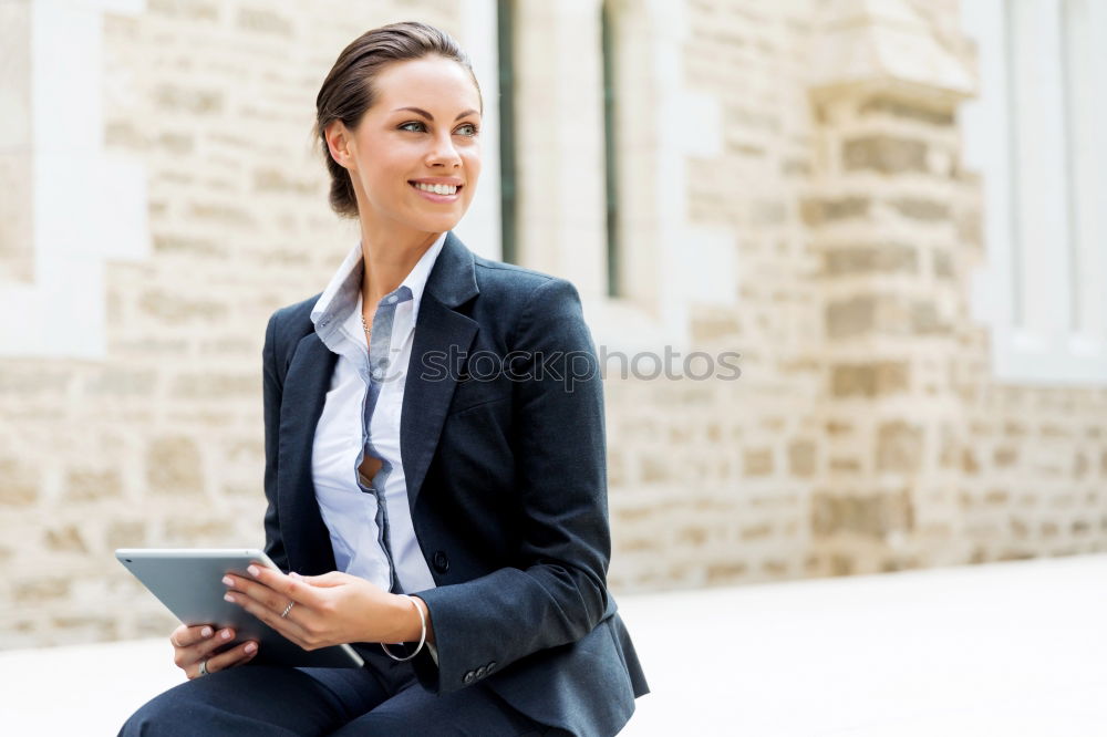 Similar – Image, Stock Photo Woman on escalator