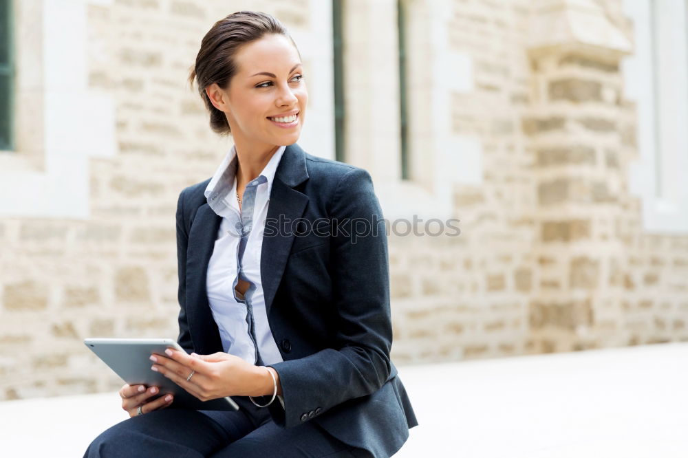 Similar – Image, Stock Photo Woman on escalator