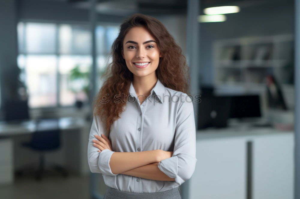 Similar – Foto Bild Businessporträt junge Frau mit lockigem Haar und Brille