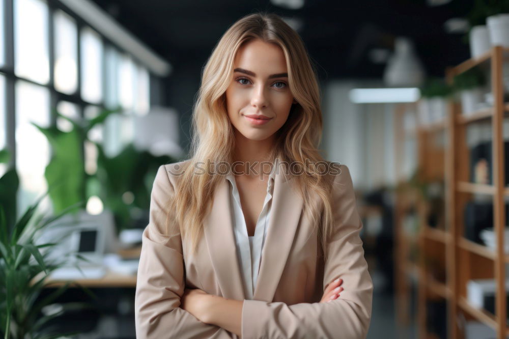 Similar – Image, Stock Photo Young businesswoman standing outside of office building