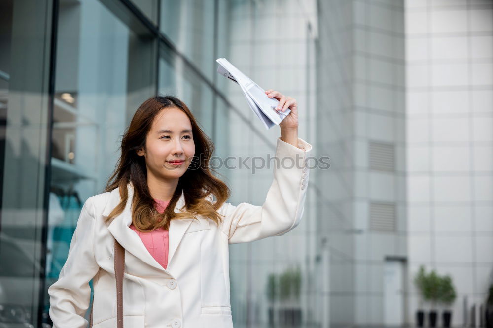 Similar – Image, Stock Photo Woman in whites at modern building