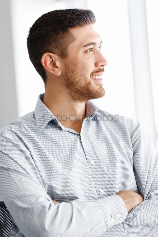 Similar – Image, Stock Photo Happy young man seating in a restaurant
