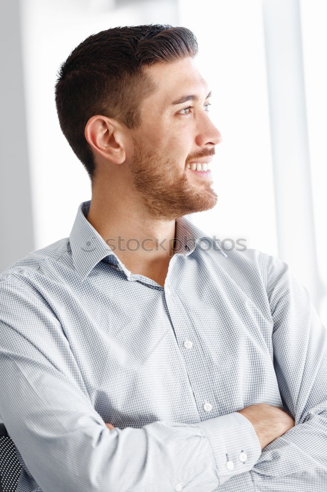 Similar – Image, Stock Photo Happy young man seating in a restaurant
