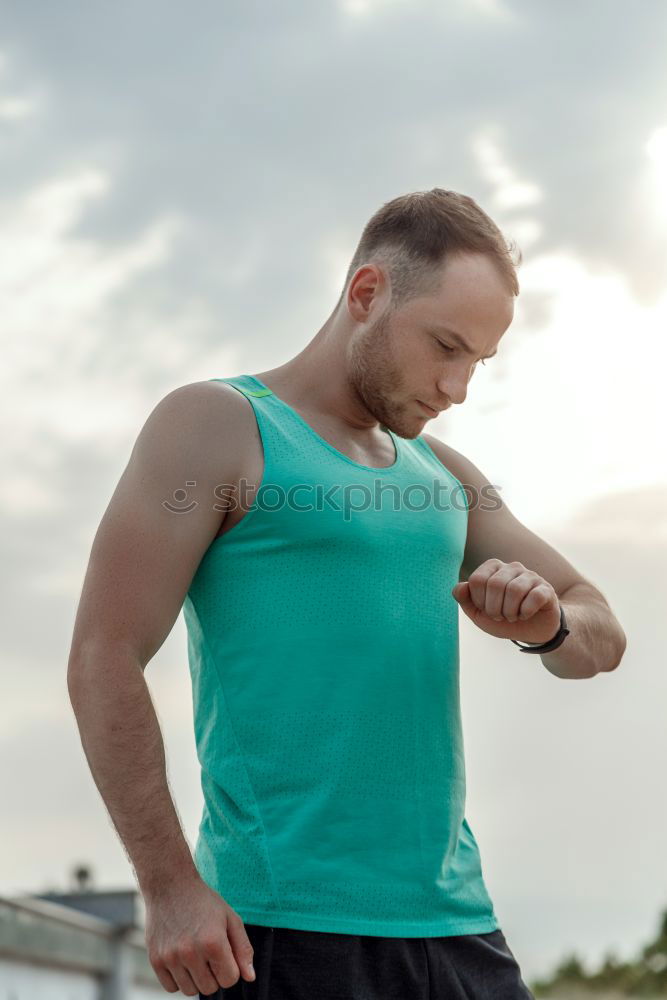 Similar – Image, Stock Photo Young man doing stretching exercises