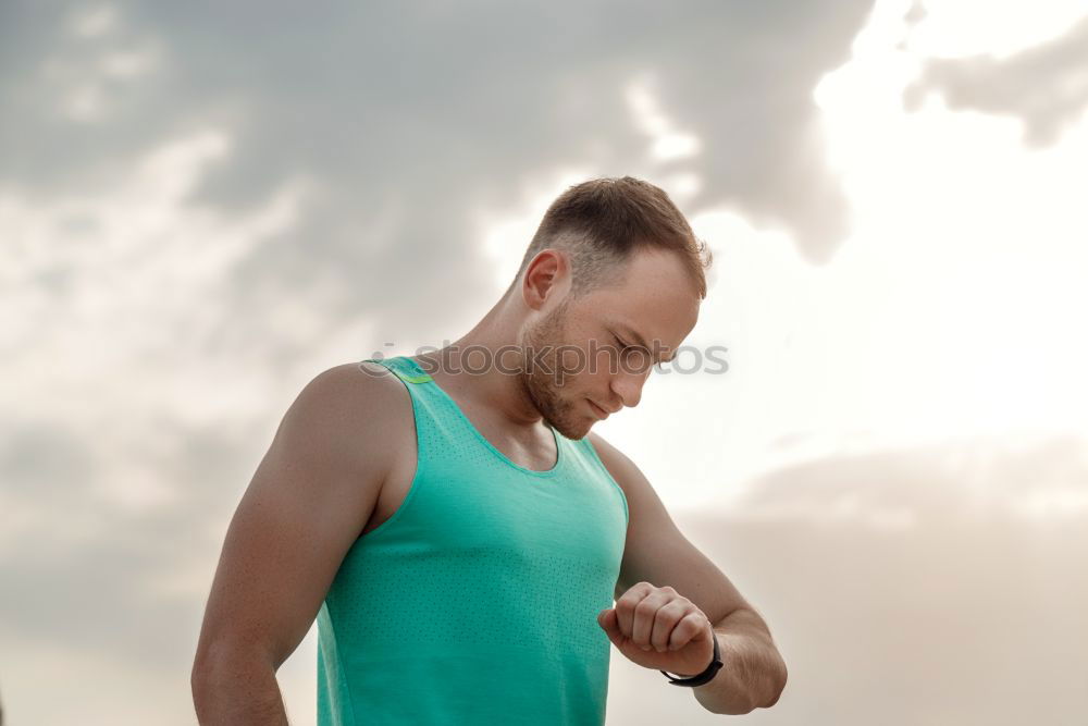 Similar – Image, Stock Photo Young man doing stretching exercises