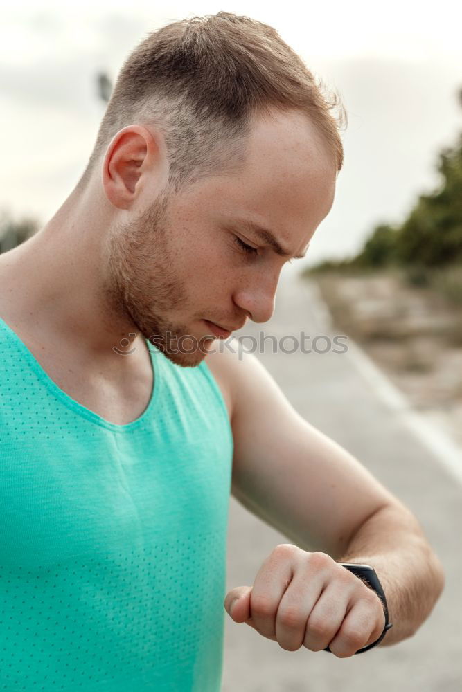 Similar – Image, Stock Photo Young man doing stretching exercises