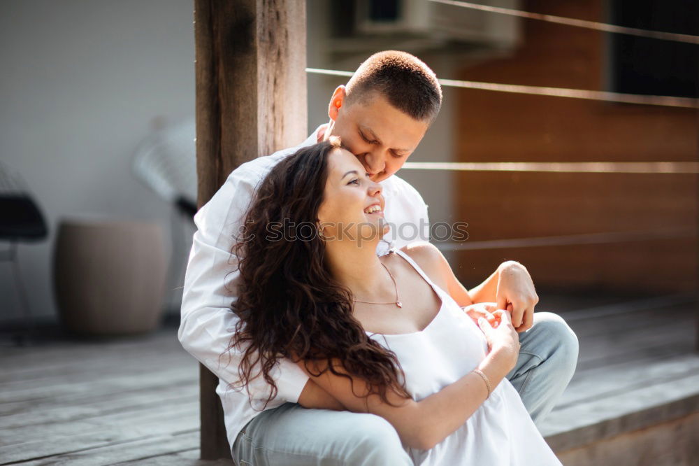 Similar – Image, Stock Photo Romantic young couple looking at window