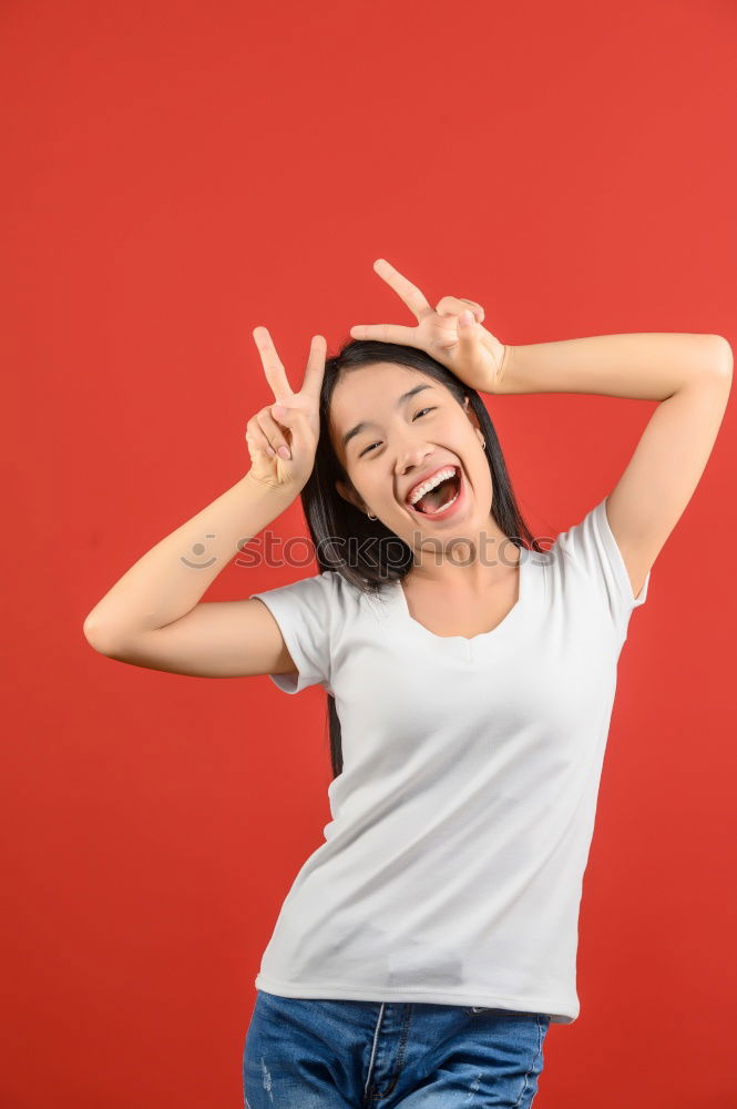 Similar – Delighted woman with eyes closed