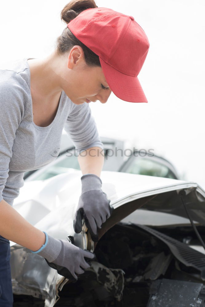 Similar – Image, Stock Photo man looks at the motor broken machine