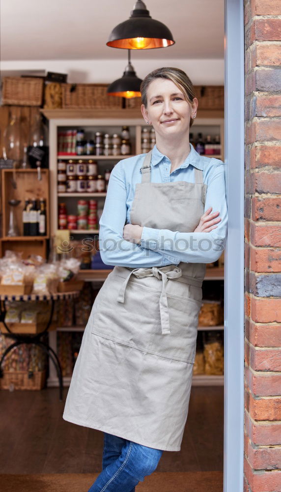 Similar – Image, Stock Photo smiling Barista girl in a coffee shop