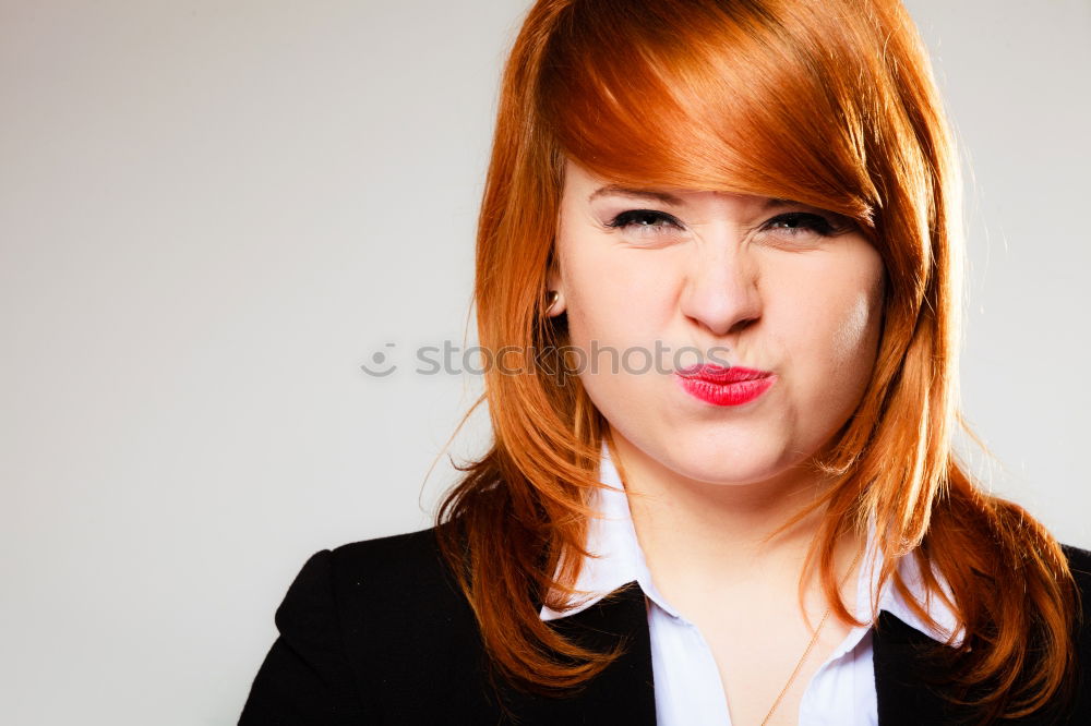 Similar – Redhead business woman with her blank calling card