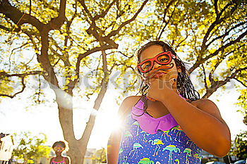 Similar – Image, Stock Photo Teenage girl making fun with bubbles