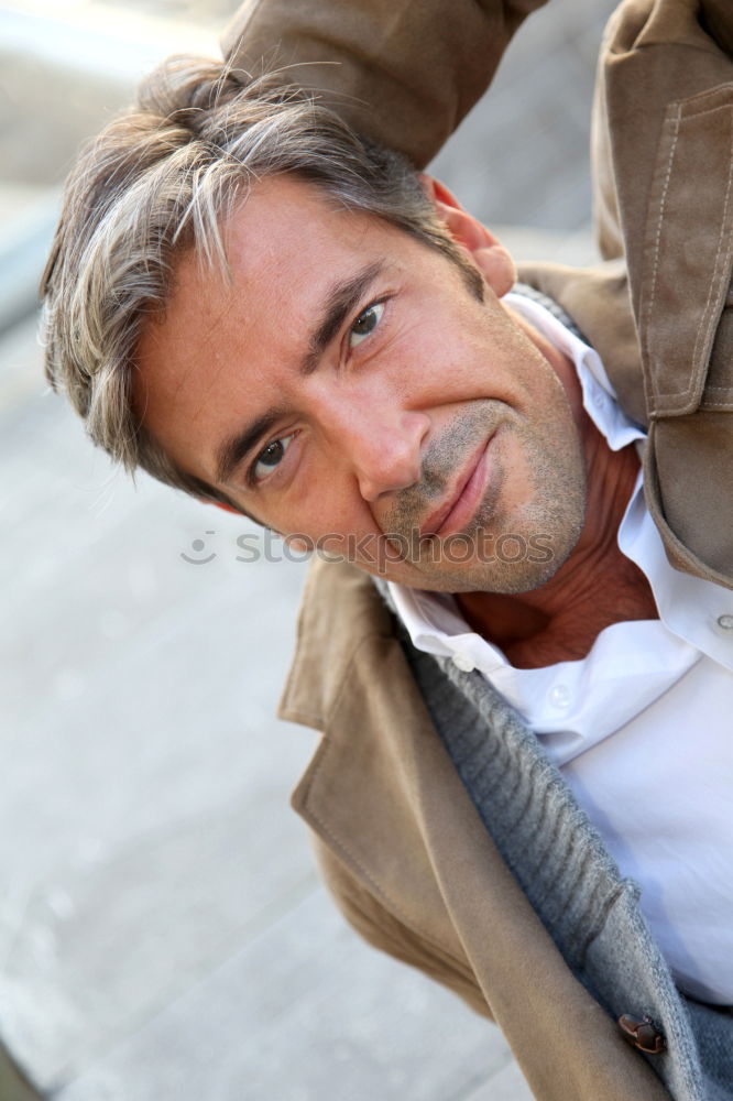 Similar – Image, Stock Photo Senior businessman walking outside of modern office building.