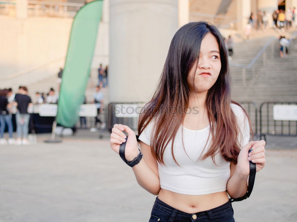 Similar – Happy beautiful teen with pink sunglasses