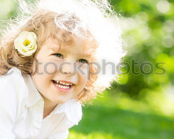 Similar – Image, Stock Photo Child is happy with apple