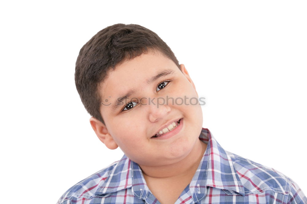 Close up face portrait little young asian boy