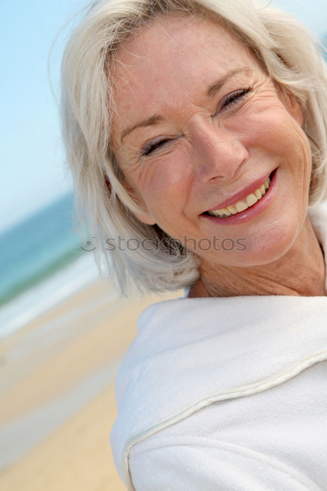 Similar – Image, Stock Photo Senior old woman grey hair sitting by the swimming pool