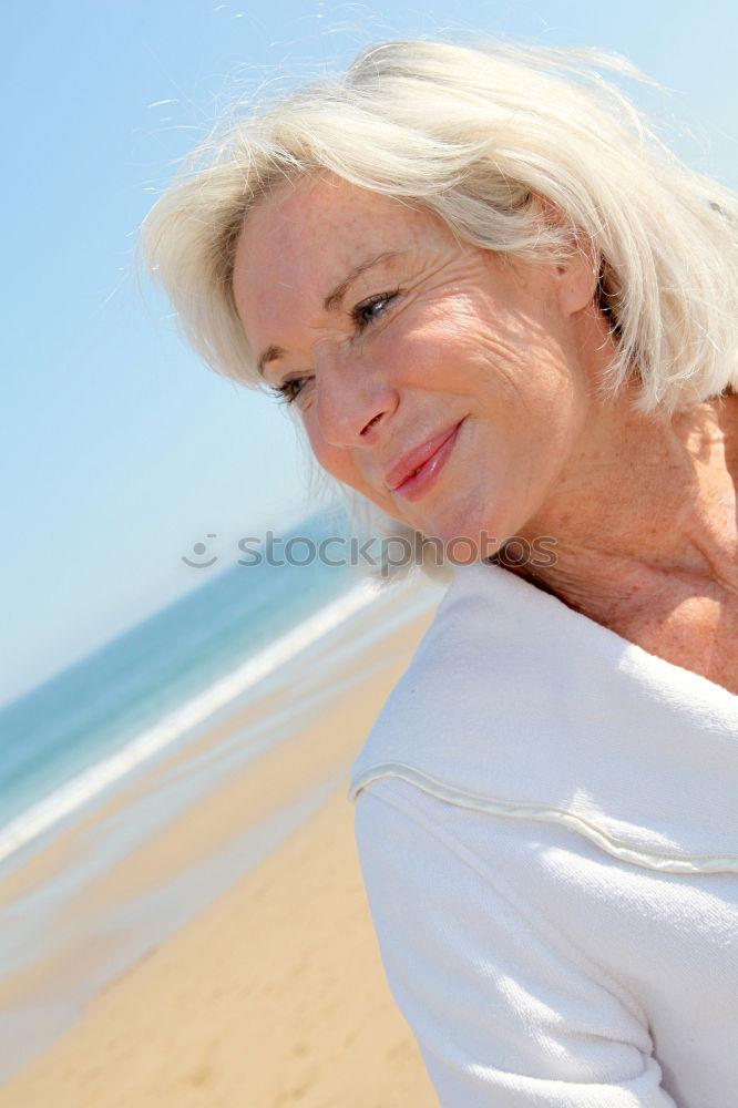 Similar – Image, Stock Photo Senior old woman grey hair sitting by the swimming pool