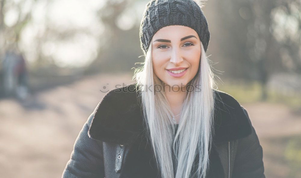 Similar – Blonde woman with nose piercing