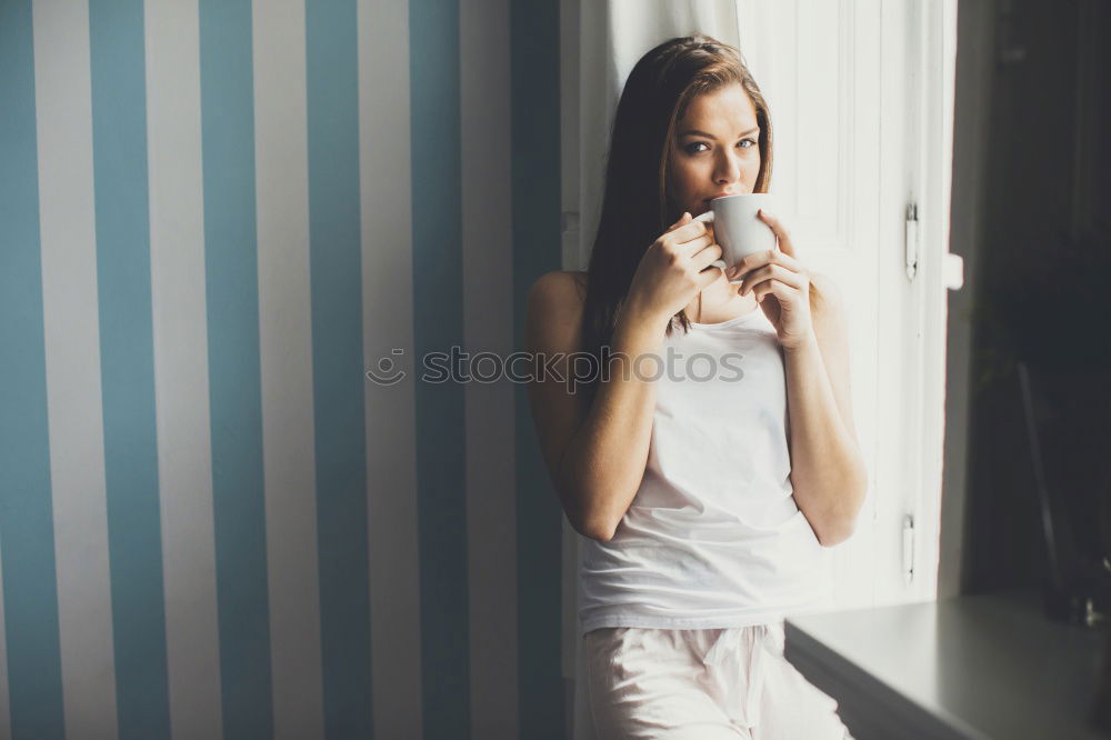 Similar – Beautiful model with cup of coffee