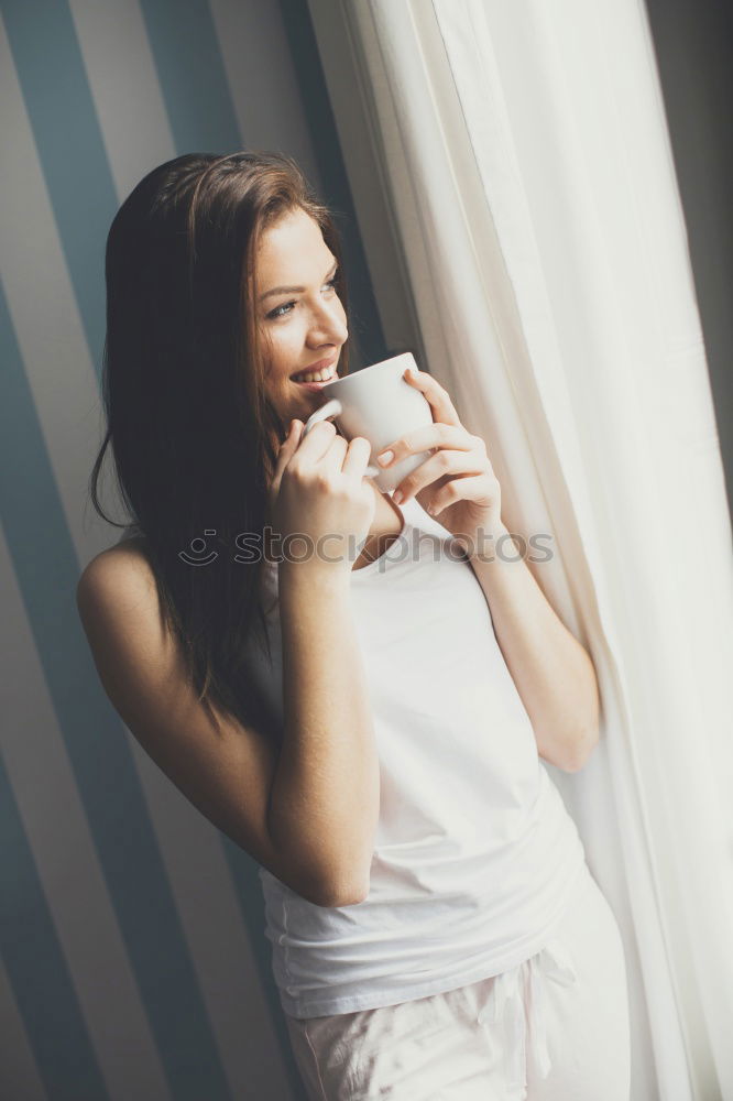 Similar – Image, Stock Photo Woman having a hot drink