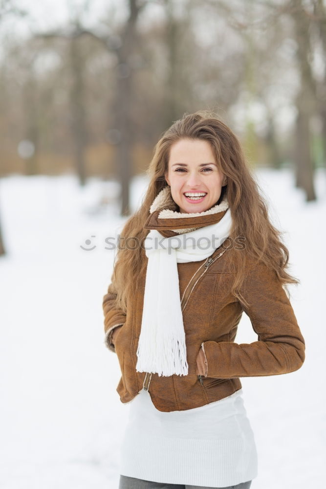 Similar – Image, Stock Photo Friendly young blond woman outdoors in winter