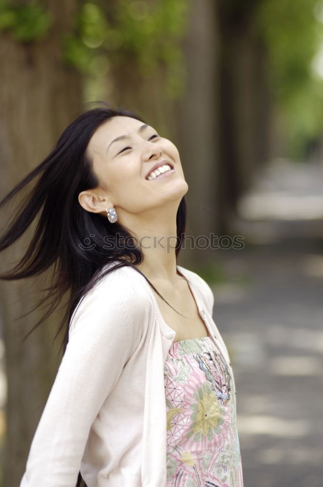 Similar – Happy blonde girl in urban background