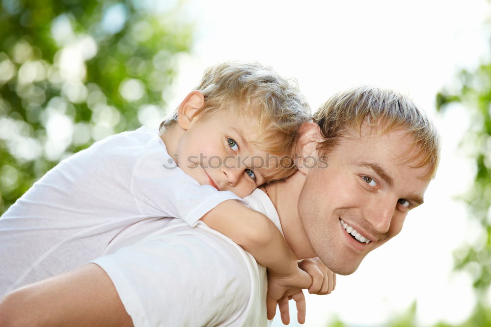 Similar – Image, Stock Photo Beautiful father and daughter portrait