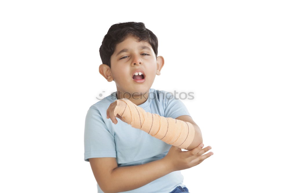 Image, Stock Photo boy with a plaster on His face