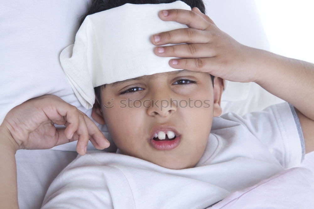 Similar – Image, Stock Photo boy with a plaster on His face