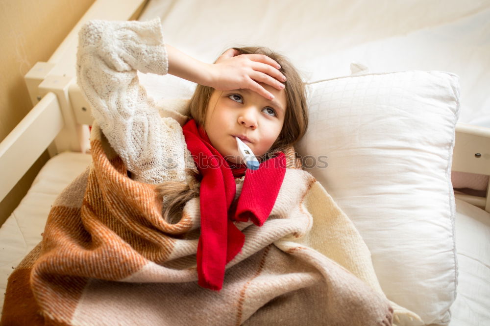 Image, Stock Photo Cold child lying on the bed