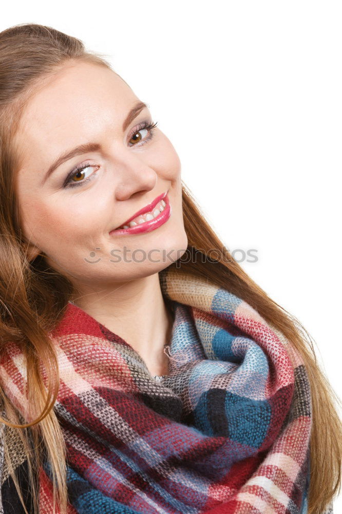 Similar – Image, Stock Photo Woman standing on the street with blur background and smile