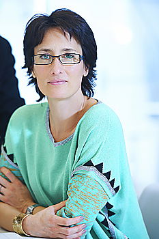 Similar – Foto Bild Portrait einer Frau mit Kurzhaarfrisur und Brille