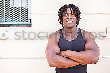 Similar – Athletic black man exercising at the park