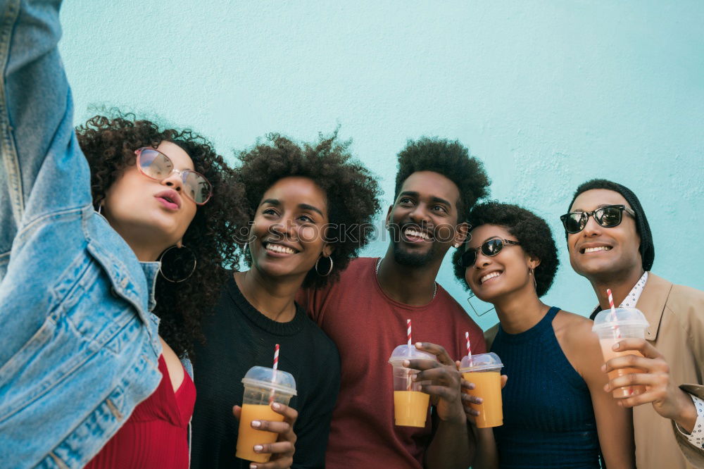 Similar – Image, Stock Photo Multi ethnic group of young adult friends taking selfie