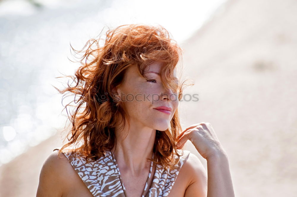 Similar – Portrait of a beautiful happy woman outdoors