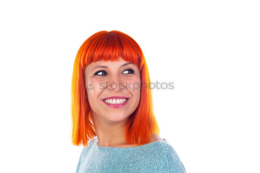 Similar – Image, Stock Photo Attractive red hair girl in the street