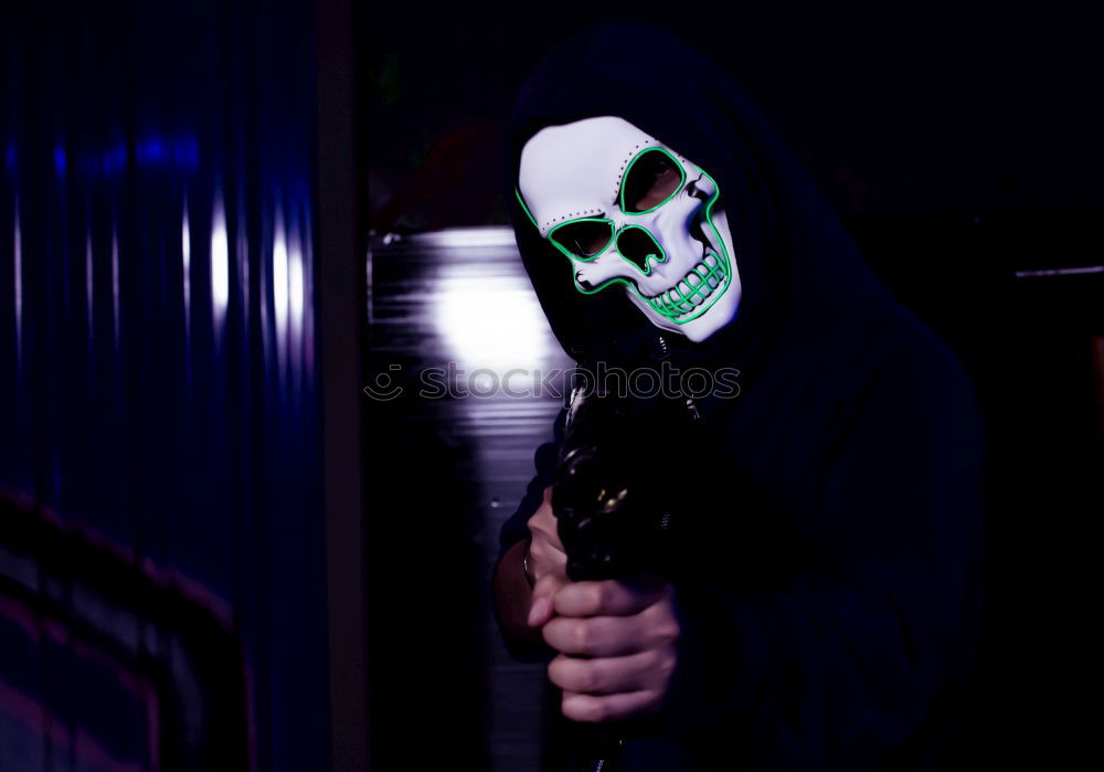 Similar – Image, Stock Photo boy in skeleton costume on halloween