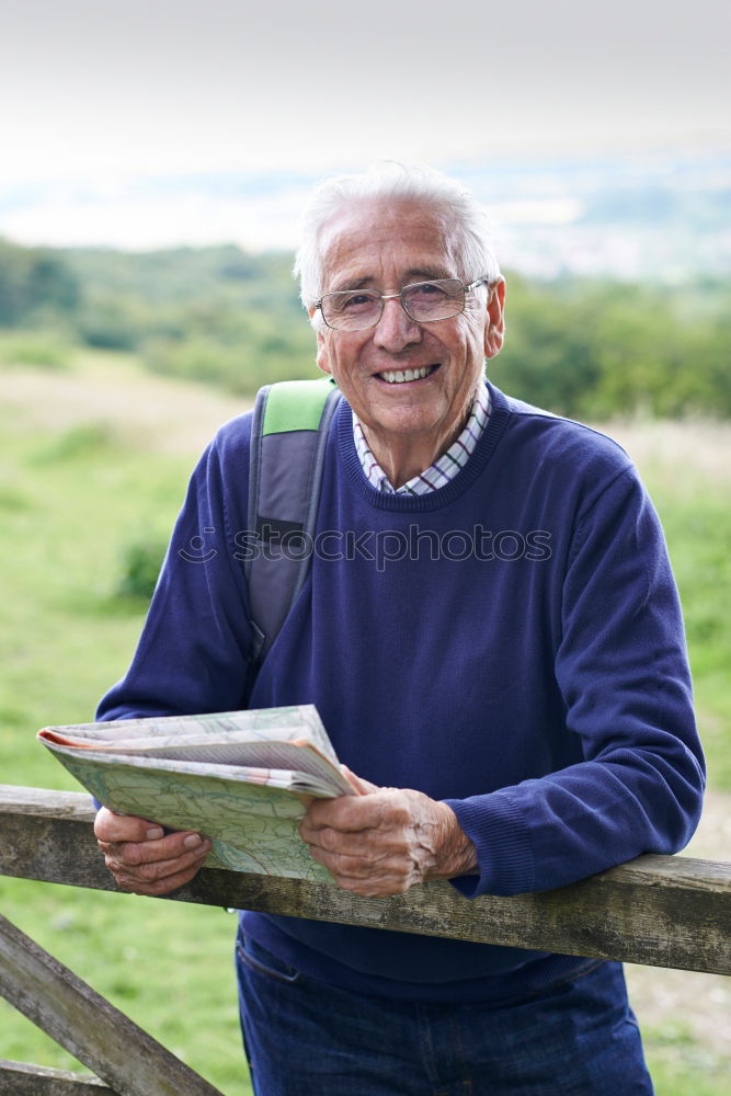 Image, Stock Photo Happy senior man looking at camera