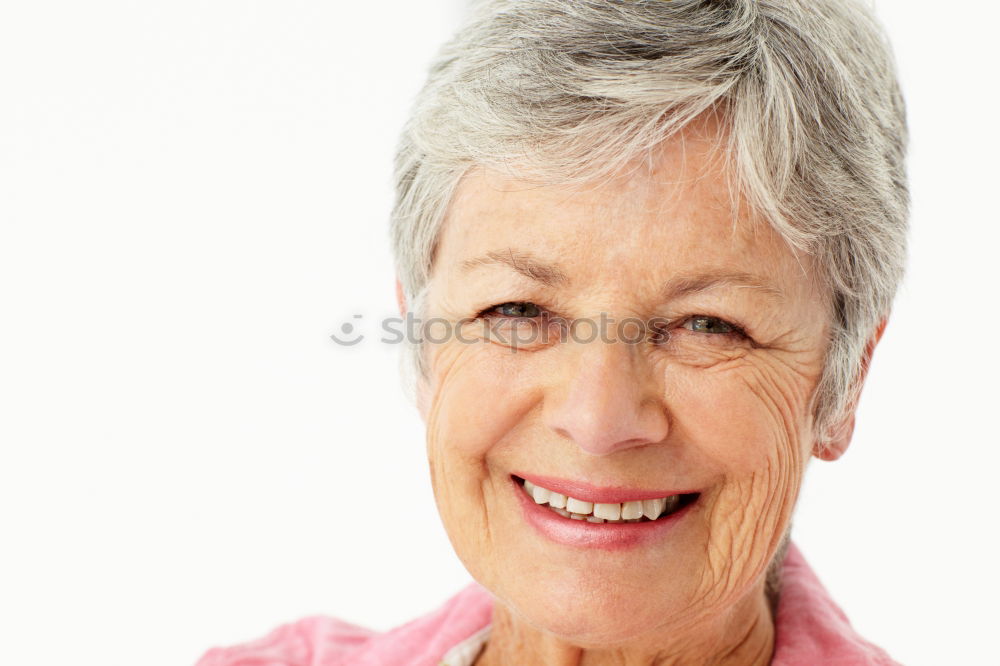 older woman looking pleased