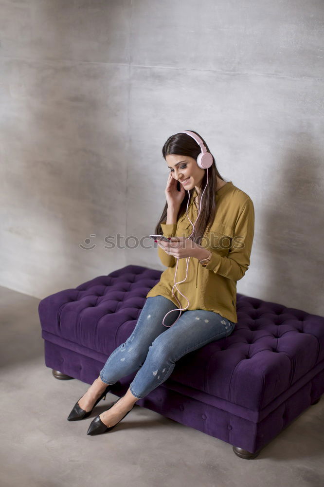 Similar – Image, Stock Photo Young woman resting on armchair