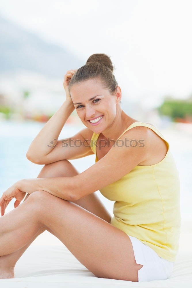 Similar – athletic woman eating an apple